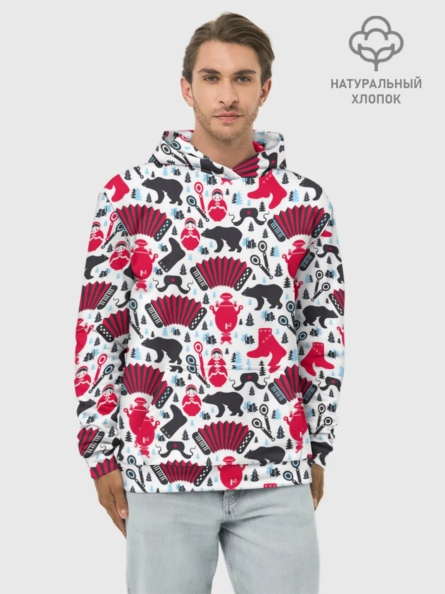 Худи мужской база хлопок / Русский орнамент