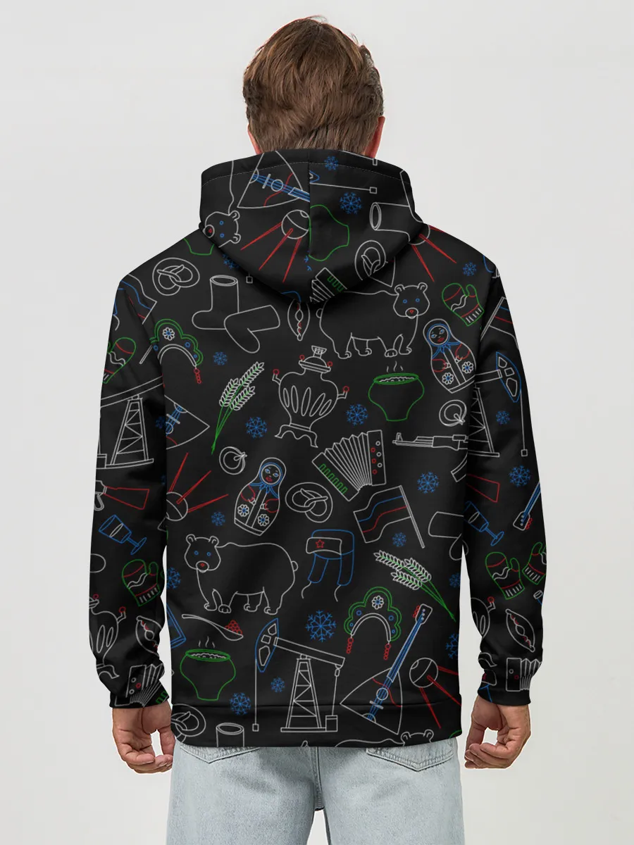 Худи мужской база хлопок / Русский орнамент