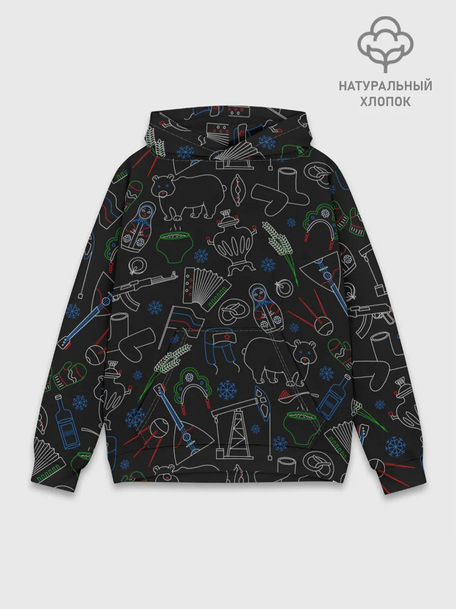 Худи мужской база хлопок / Русский орнамент