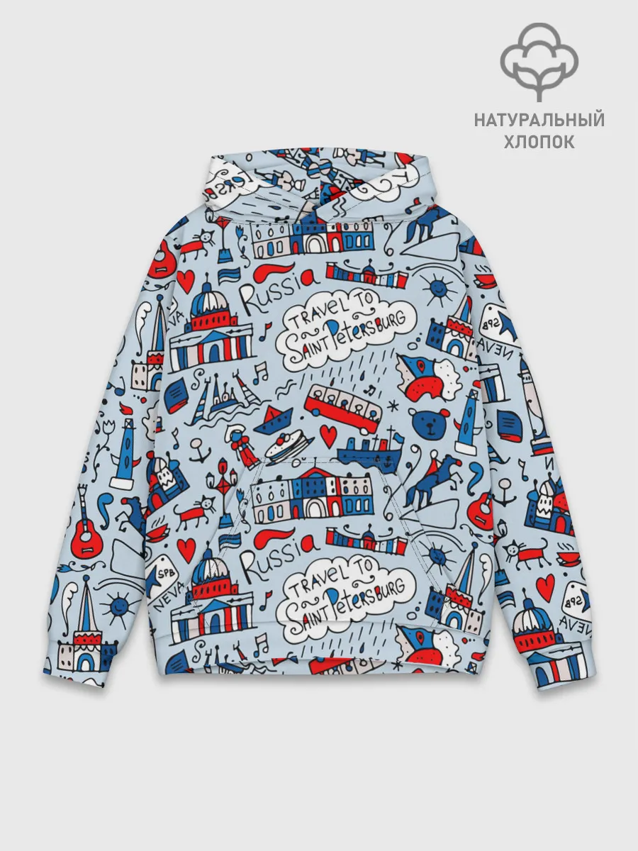 Худи мужской база хлопок / Travel to Saint Petersburg