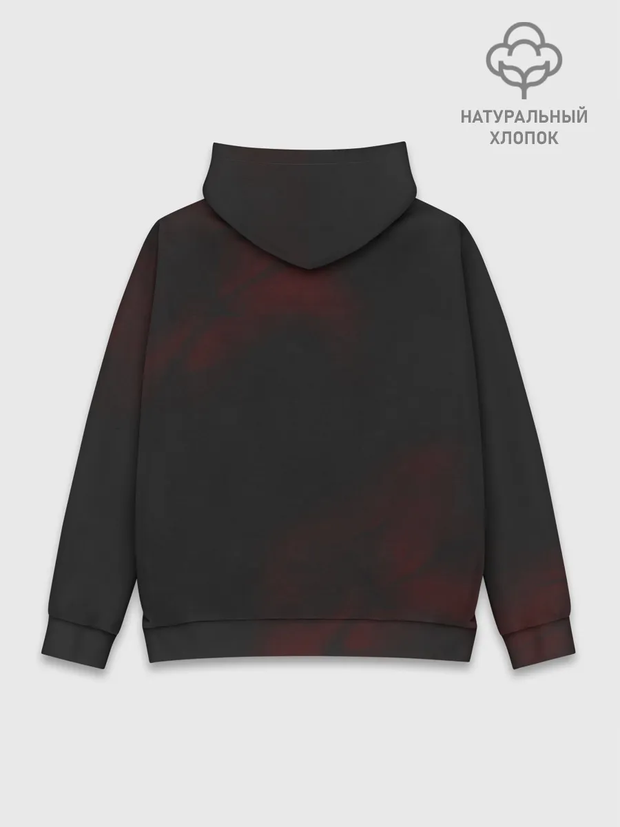 Худи мужской база хлопок / Аста на темном красном фоне