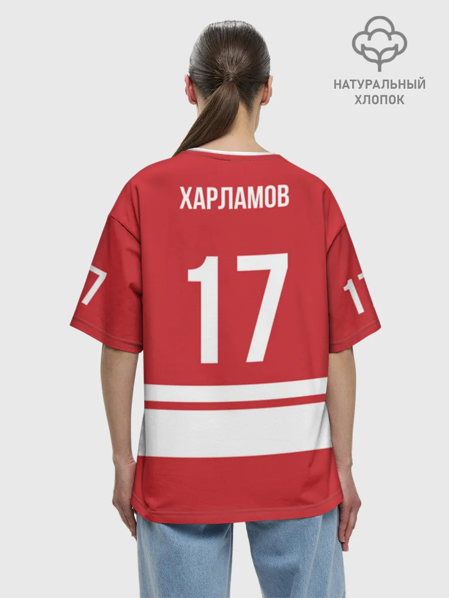 Женская футболка оверсайз хлопок / Kharlamov_Red_17
