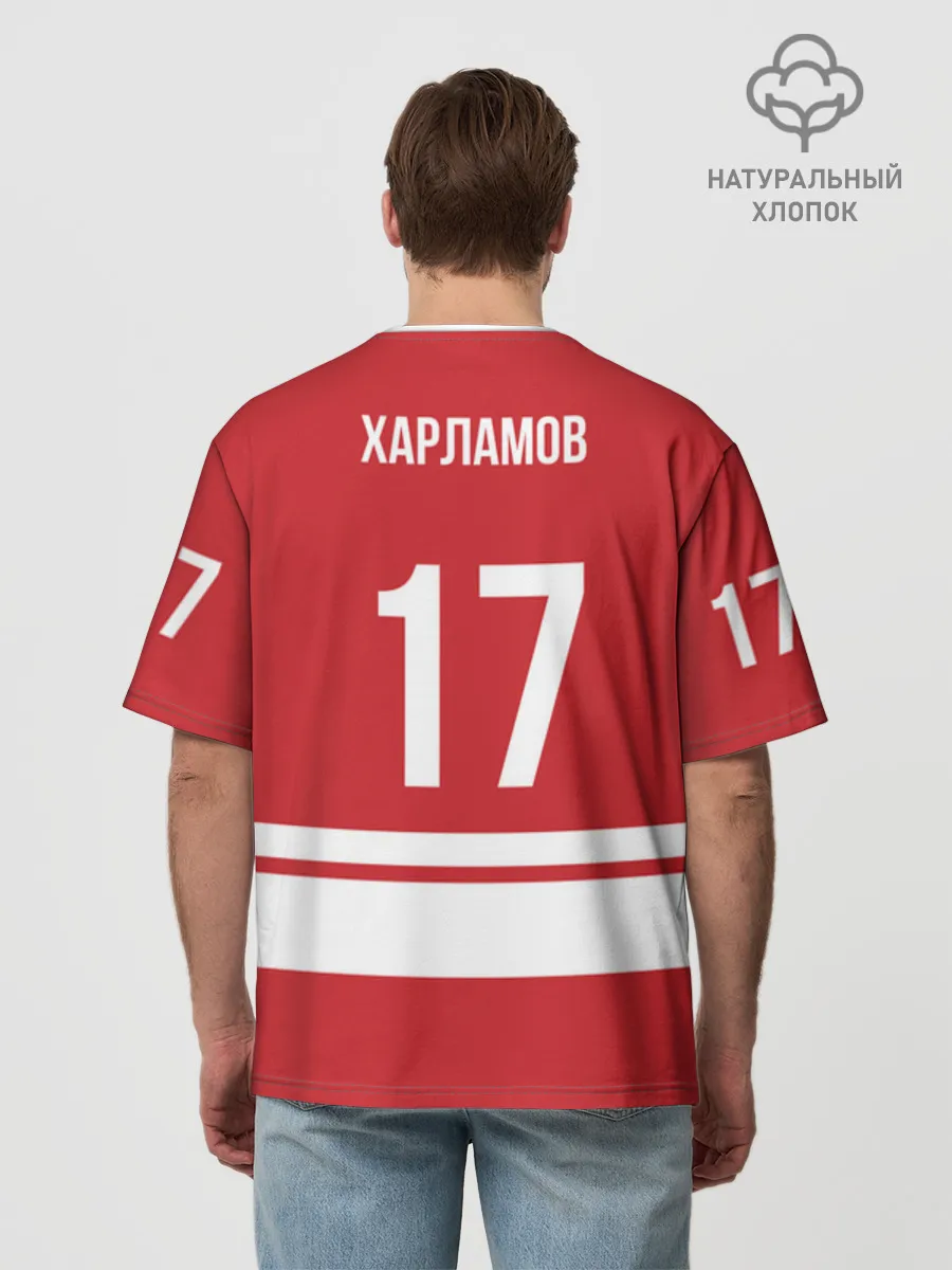 Мужская футболка оверсайз хлопок / Kharlamov_Red_17