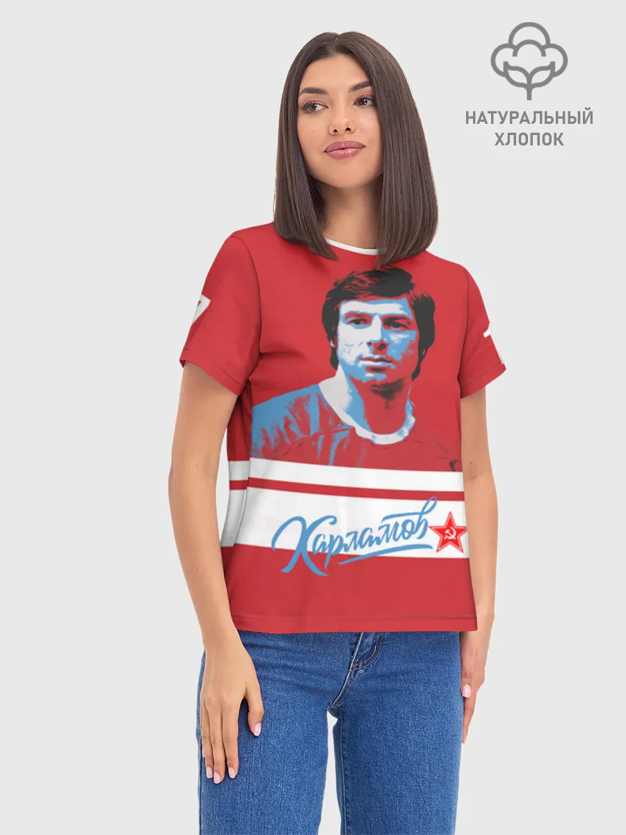 Женская базовая футболка хлопок / Kharlamov_Red_17