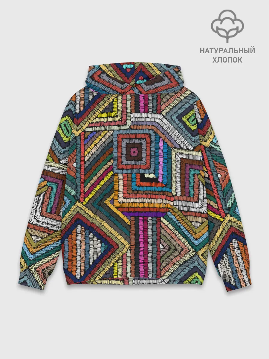 Худи мужской база хлопок / Этнический орнамент
