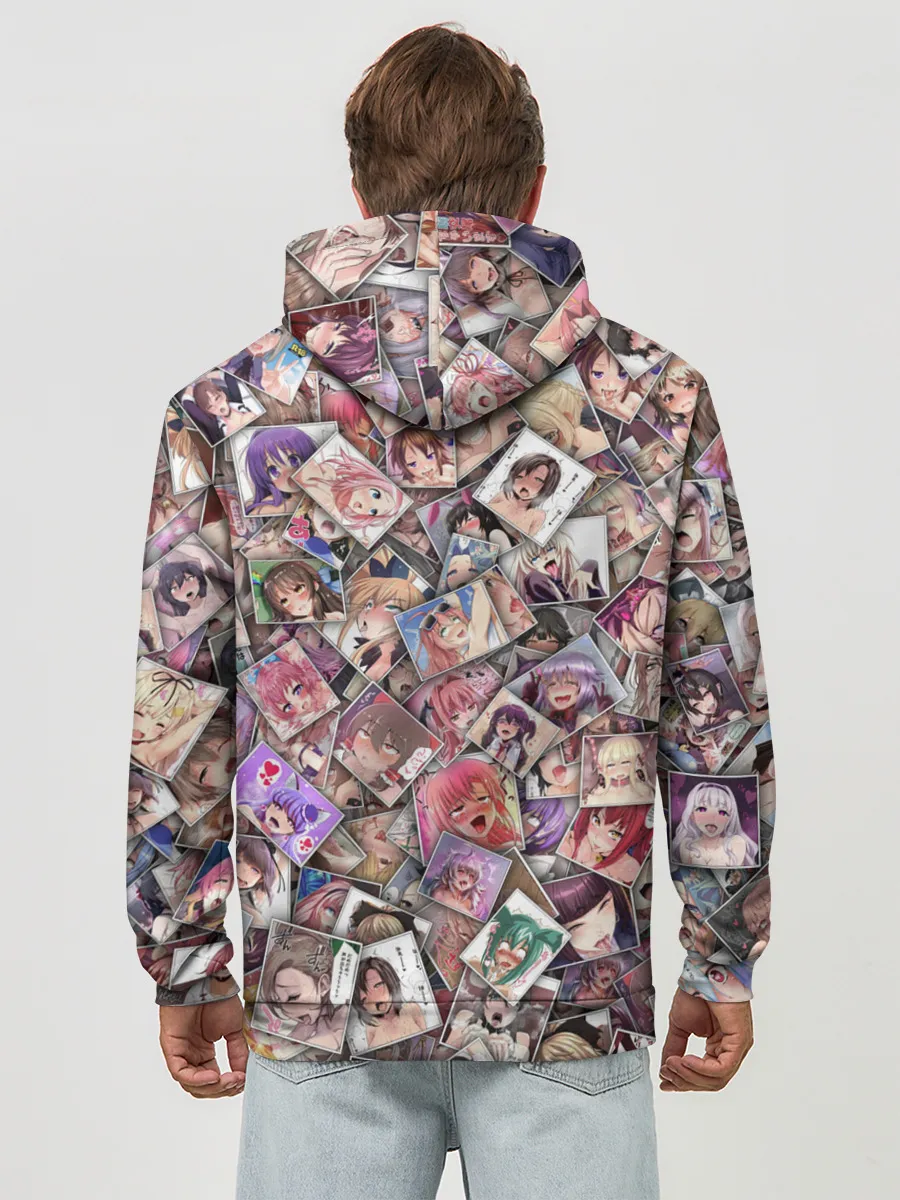 Худи мужской база хлопок / Ахегао цвет