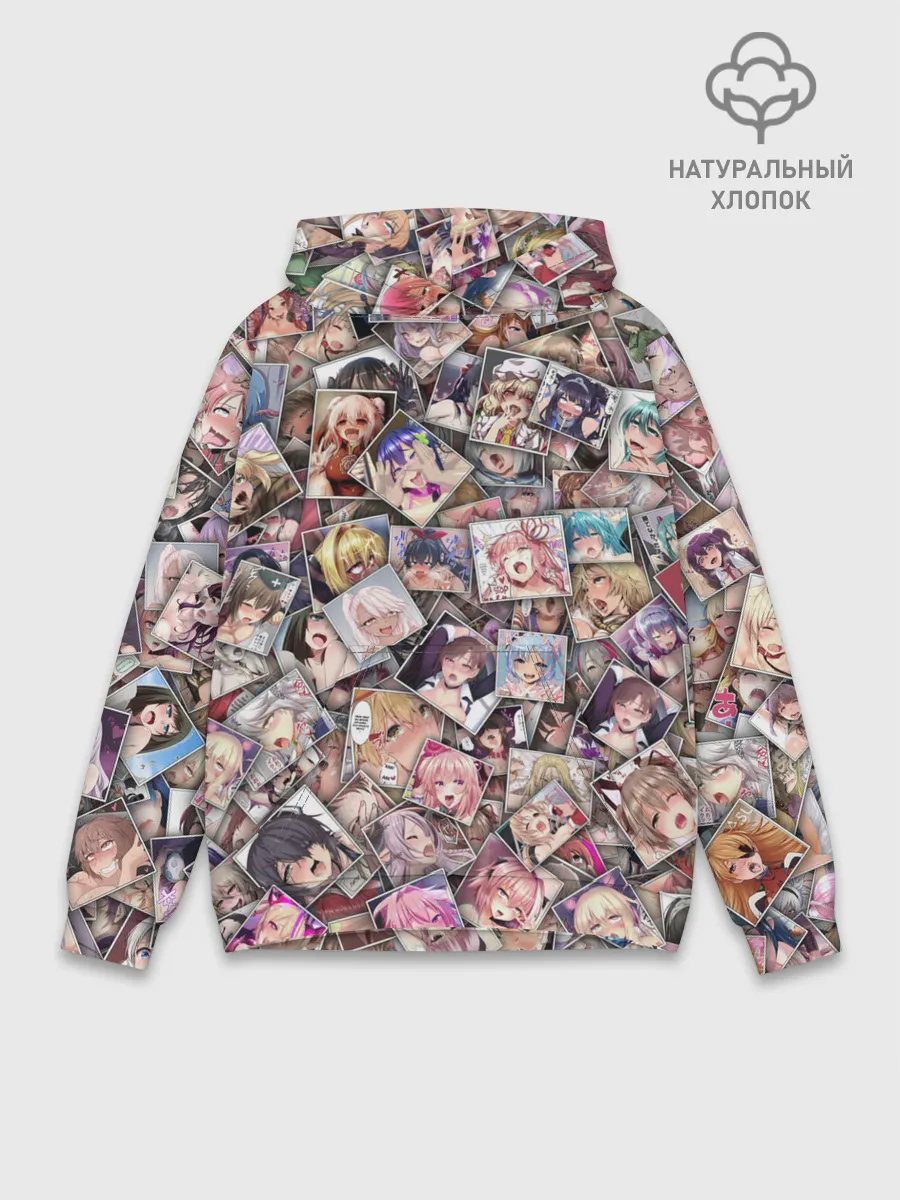 Худи мужской база хлопок / Ахегао цвет