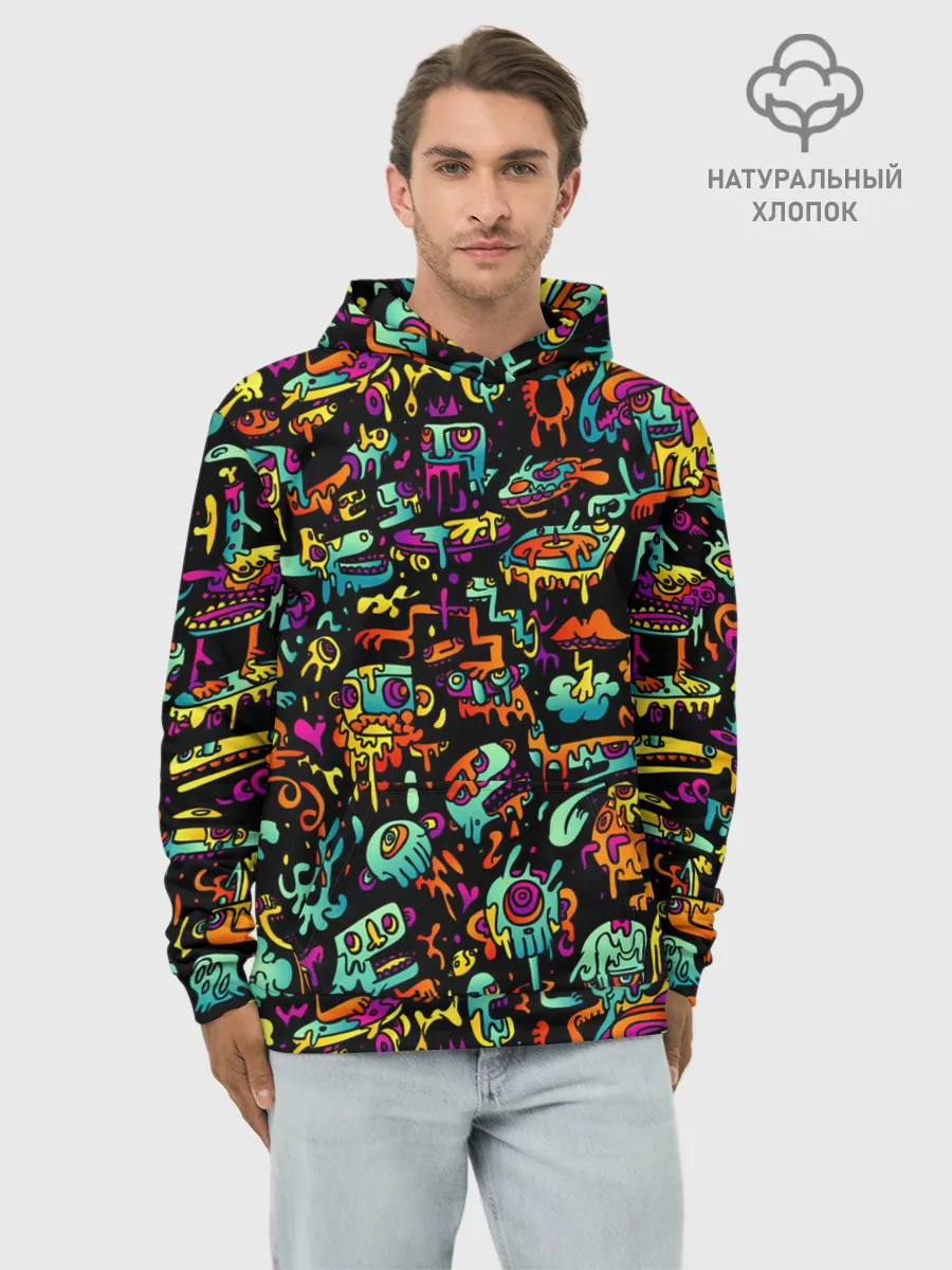 Худи мужской база хлопок / Кислотный Диджей