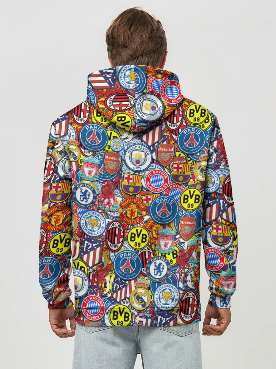 Худи мужской база хлопок / ЛОГОТИПЫ ФУТБОЛЬНЫХ КОМАНД