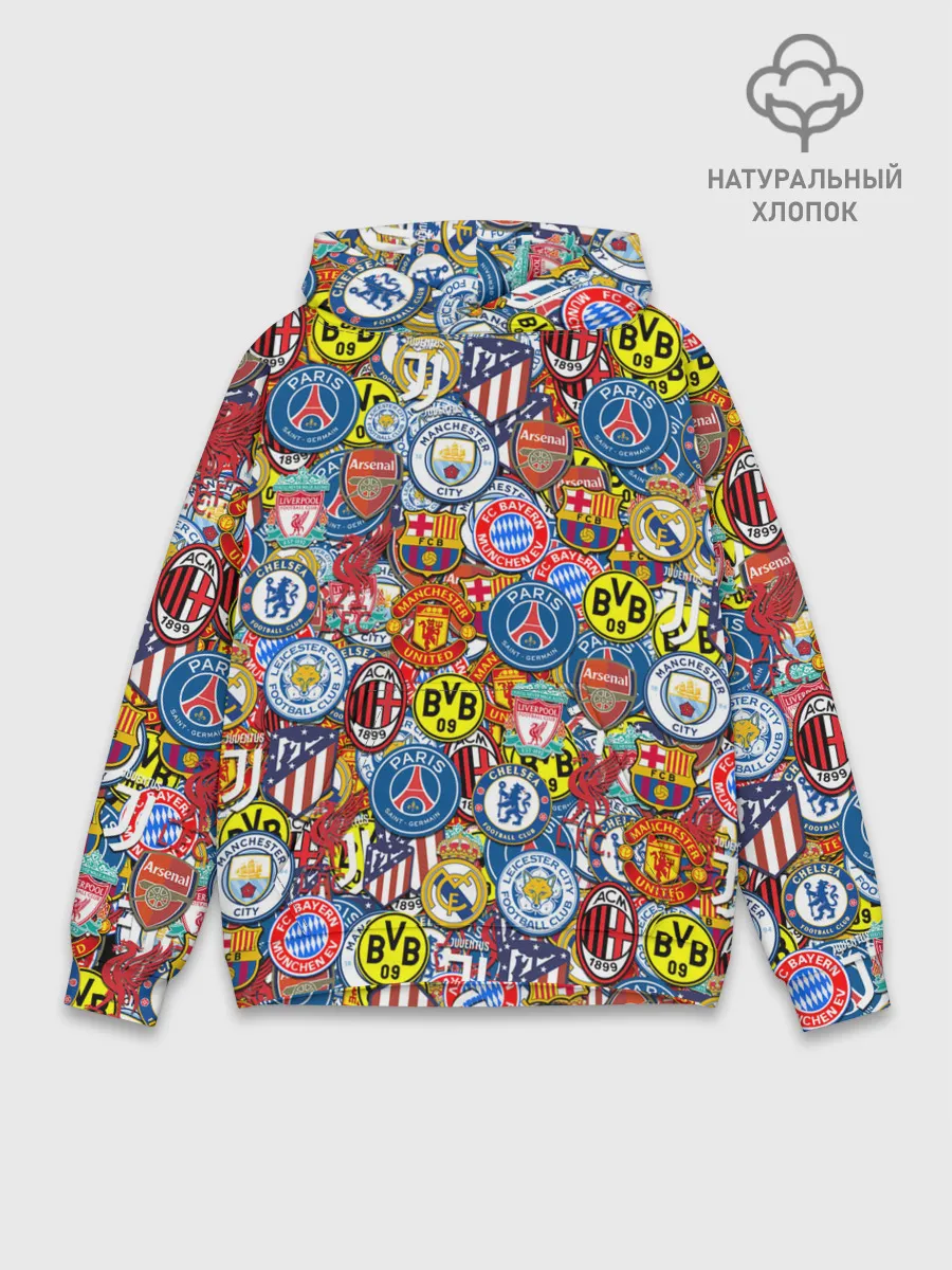 Худи мужской база хлопок / ЛОГОТИПЫ ФУТБОЛЬНЫХ КОМАНД