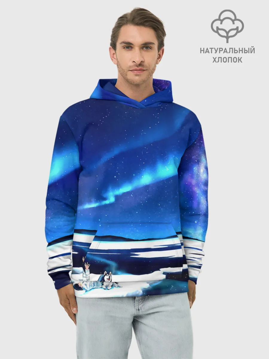 Худи мужской база хлопок / Мальчик и Хаски