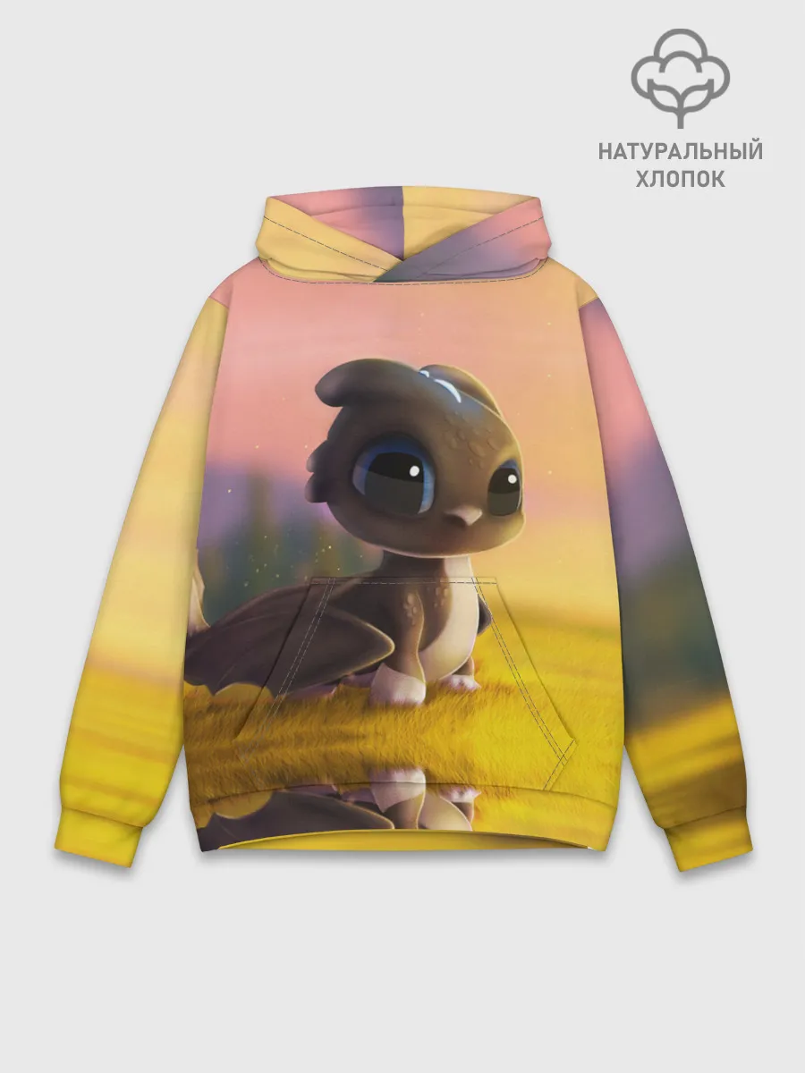 Худи мужской база хлопок / Дракончик на берегу озера