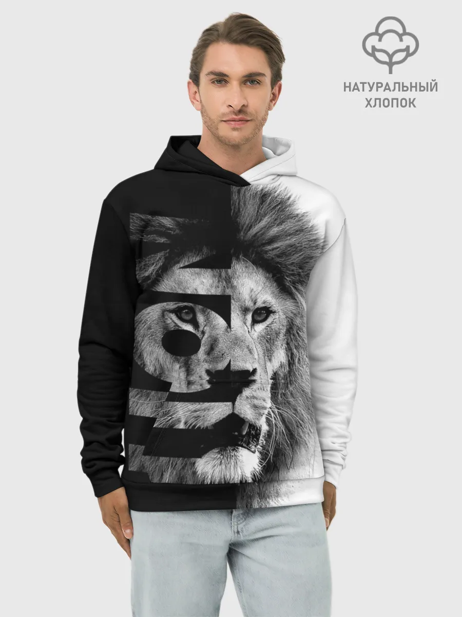 Худи мужской база хлопок / Лев царь зверей