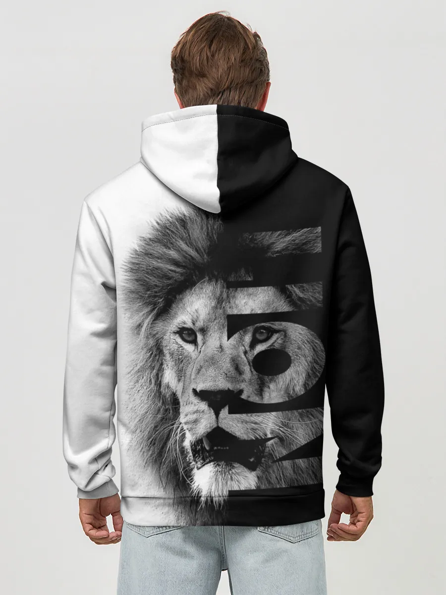 Худи мужской база хлопок / Лев царь зверей