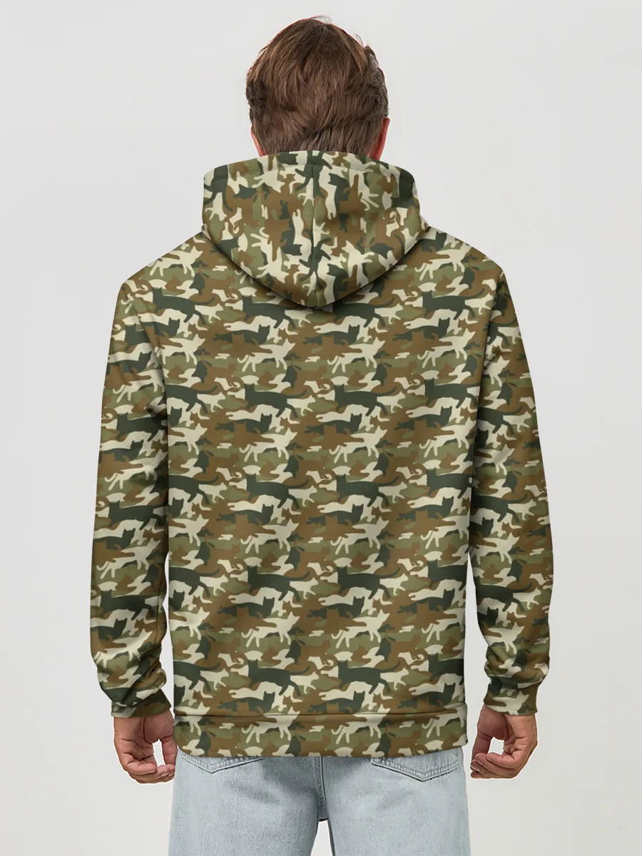 Худи мужской база хлопок / Камуфляж Коты