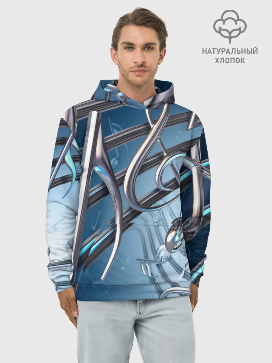 Худи мужской база хлопок / Металлические ноты