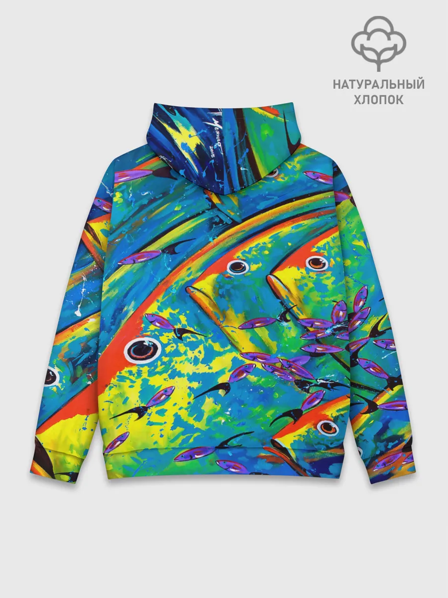 Худи мужской база хлопок / Рыбы