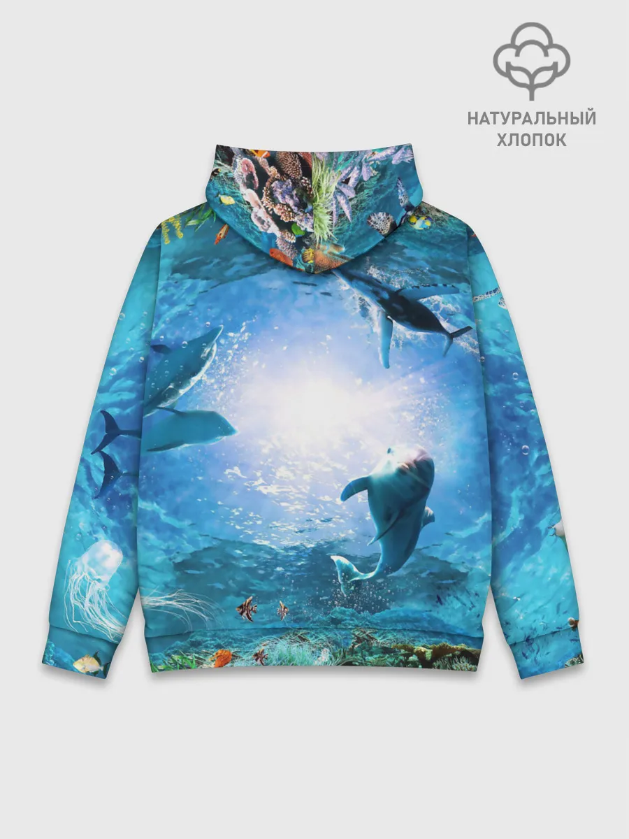 Худи мужской база хлопок / Дельфины