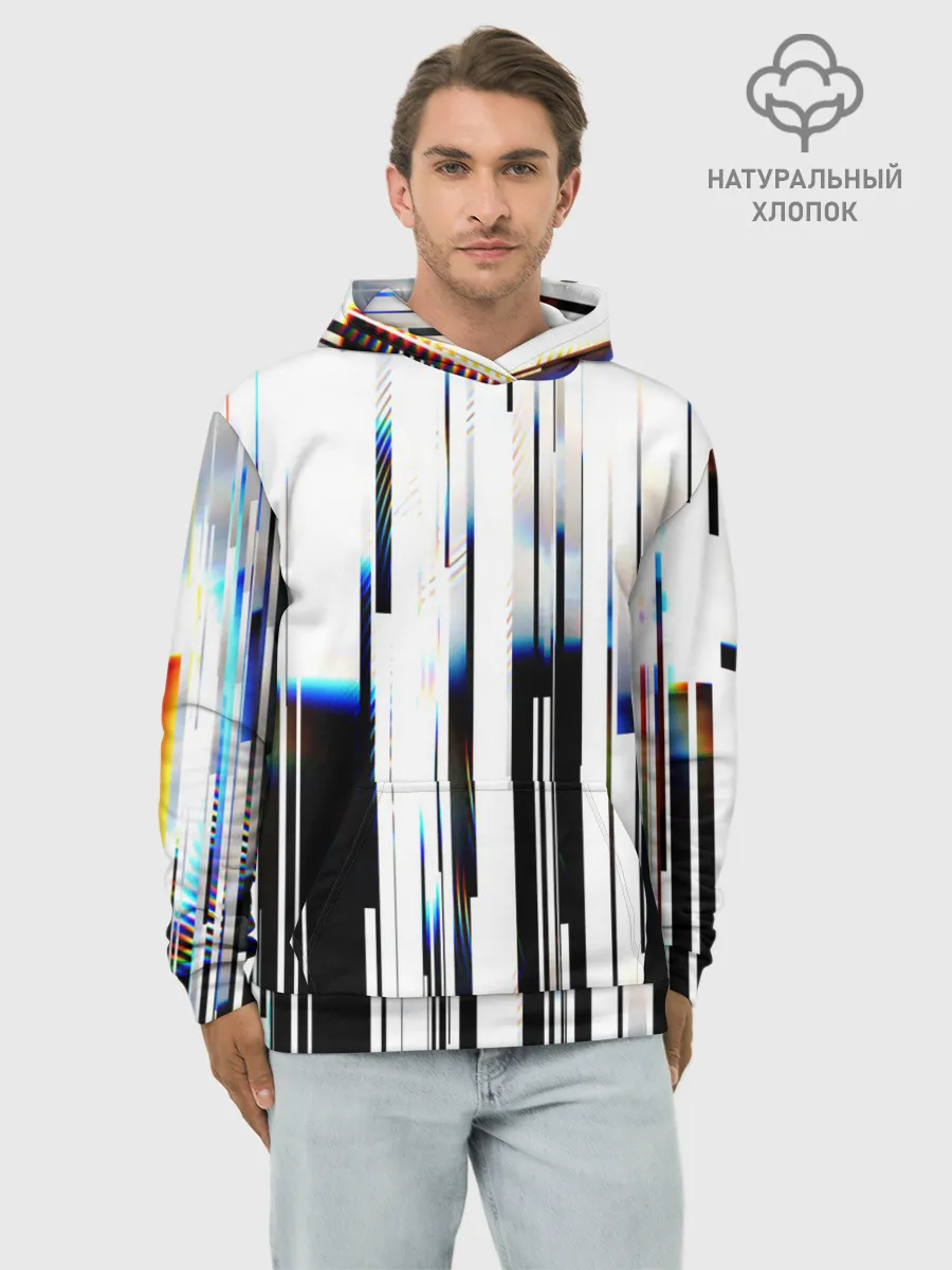 Худи мужской база хлопок / Абстракция Глитч