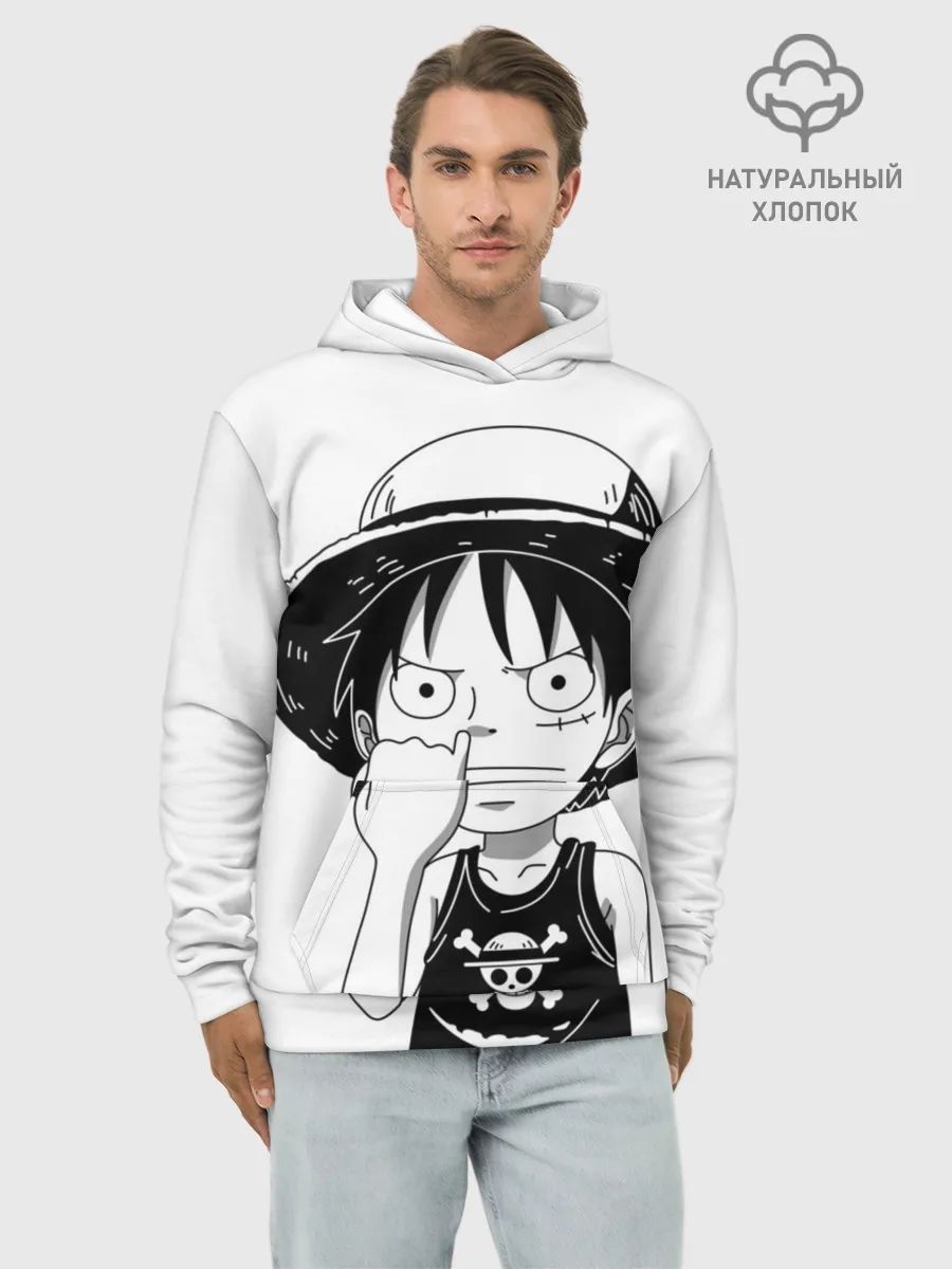 Худи мужской база хлопок / палец в носу One Piece