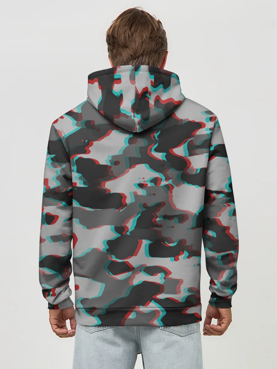 Худи мужской база хлопок / Серый камуфляж