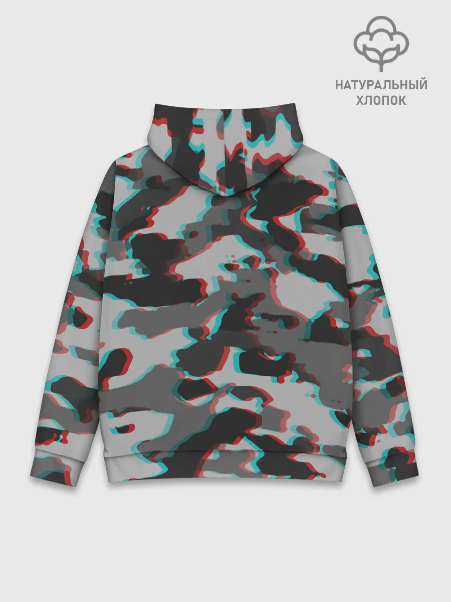 Худи мужской база хлопок / Серый камуфляж
