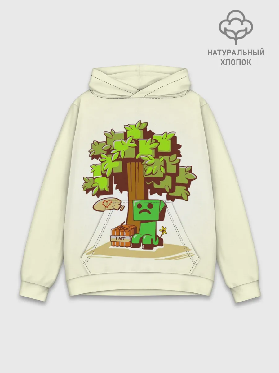 Худи мужской база хлопок / Майнкрафт, Крипер