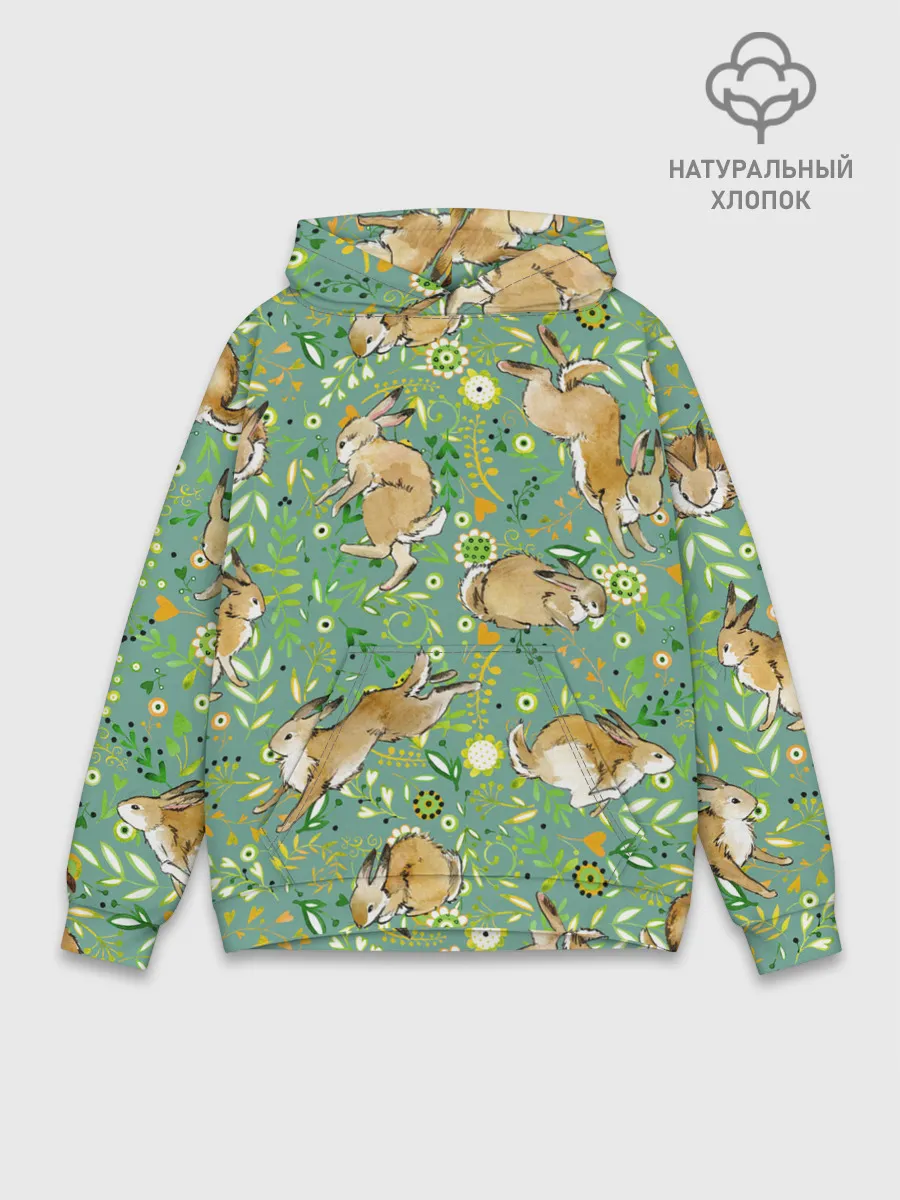 Худи мужской база хлопок / Милые зайчата