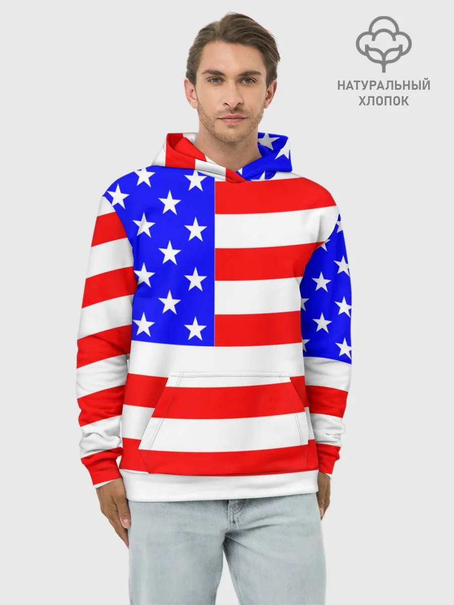 Худи мужской база хлопок / АМЕРИКАНСКИЙ ФЛАГ