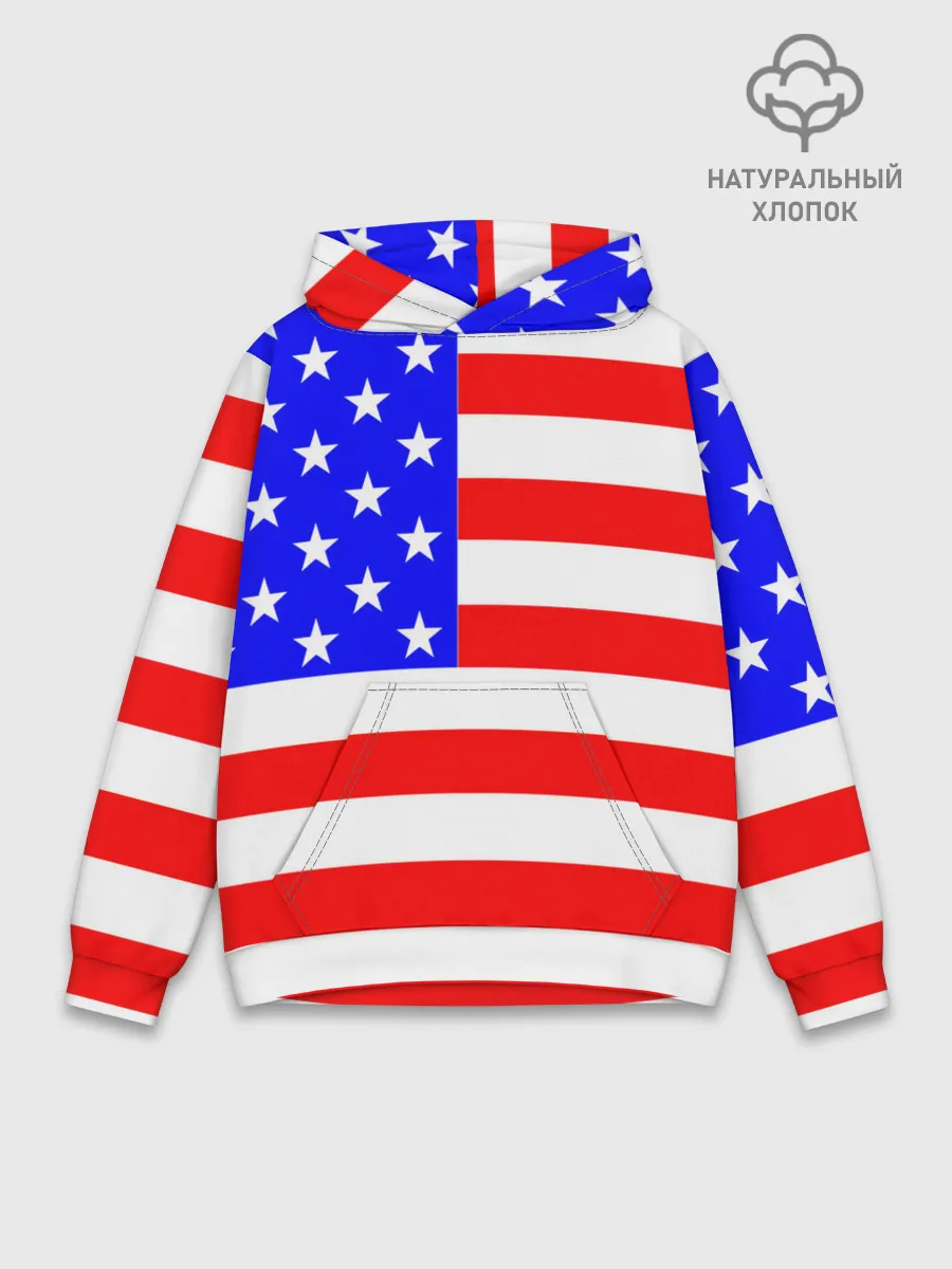 Худи мужской база хлопок / АМЕРИКАНСКИЙ ФЛАГ