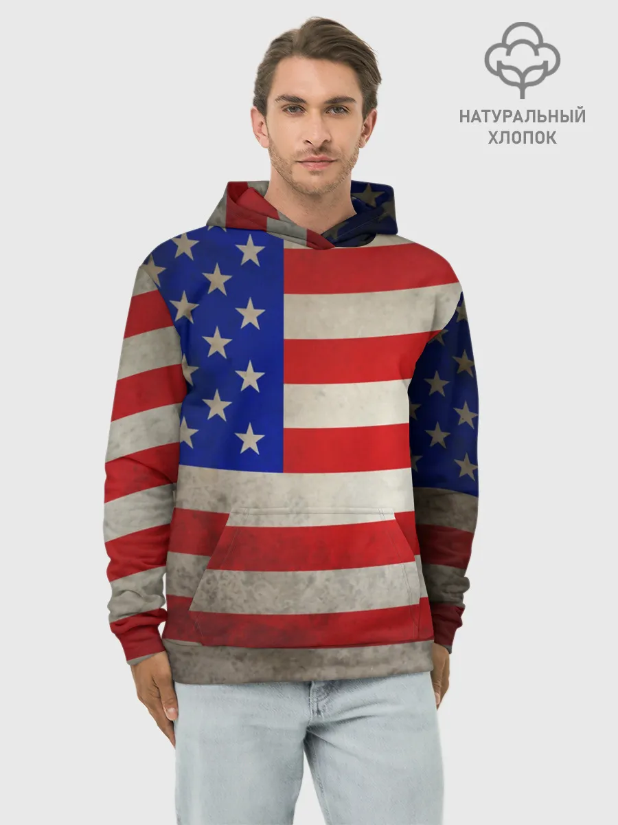 Худи мужской база хлопок / Американский флаг