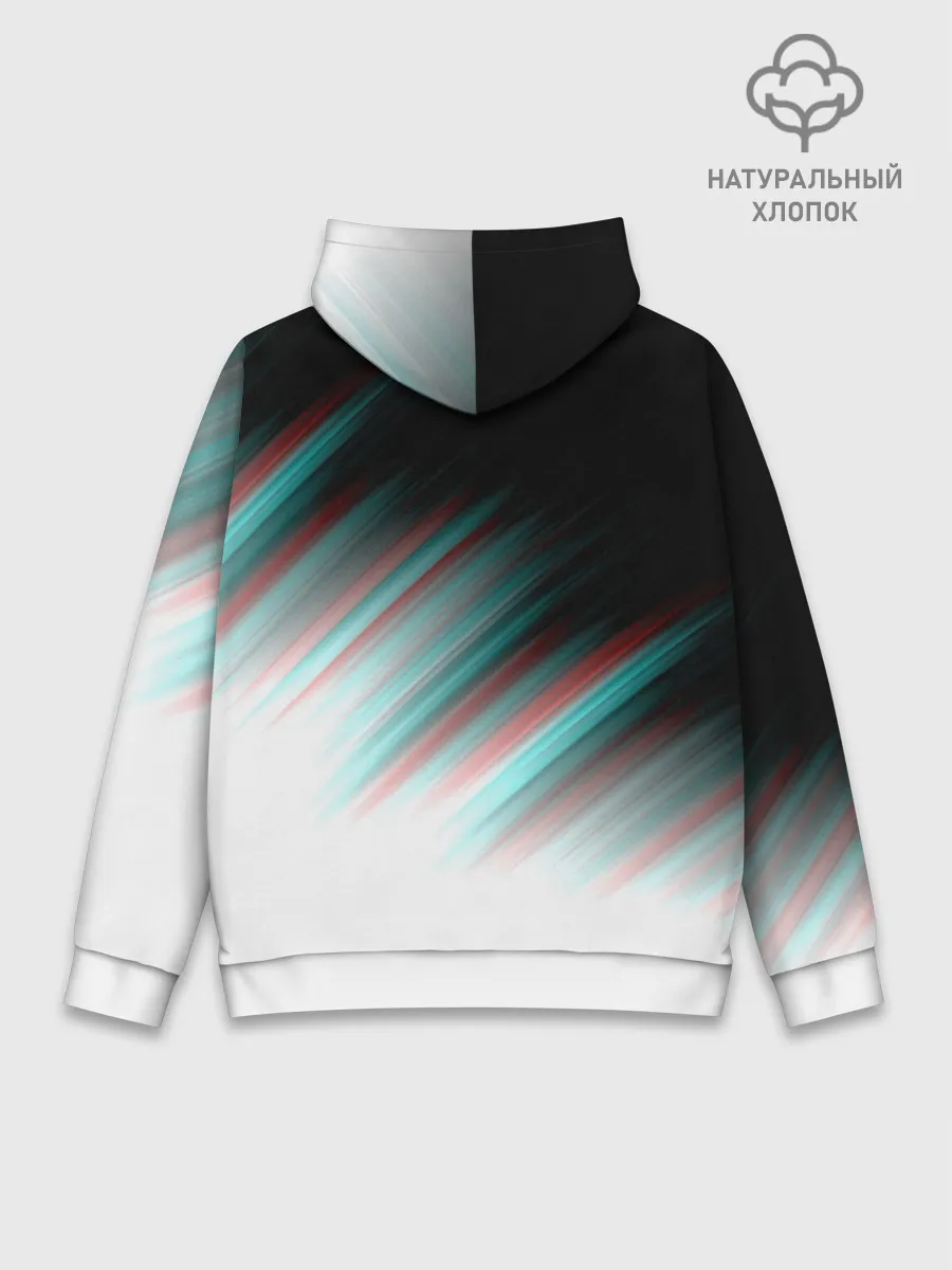 Худи мужской база хлопок / GLITCH STRIPES