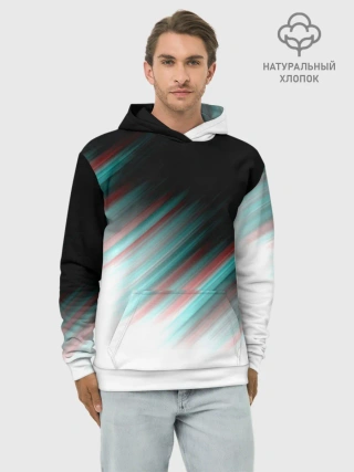 Худи мужской база хлопок / GLITCH STRIPES