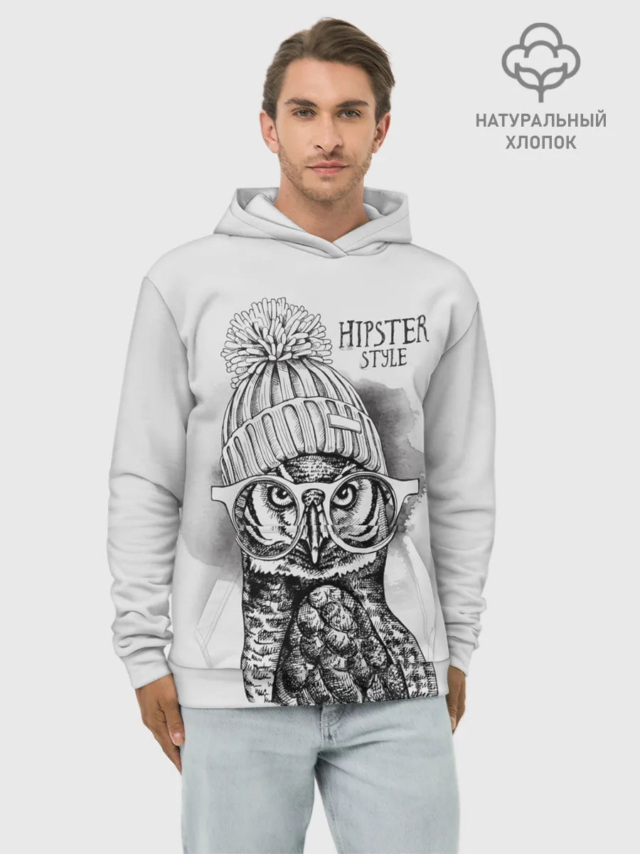 Худи мужской база хлопок / Хипстер сова