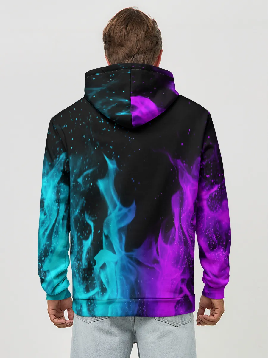 Худи мужской база хлопок / ПЛАМЯ | НЕОНОВЫЙ ОГОНЬ