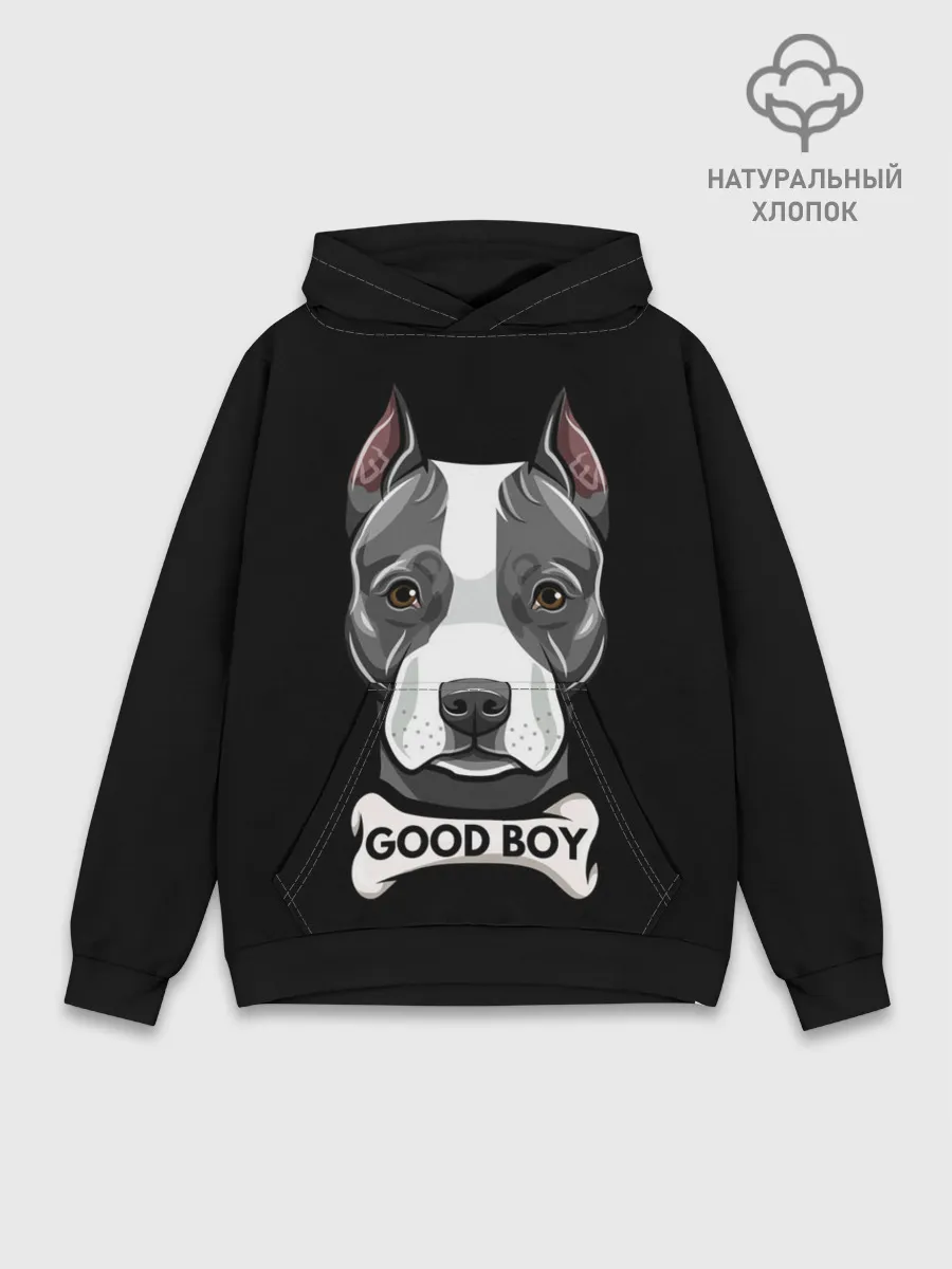 Худи мужской база хлопок / Стаффордширский терьер