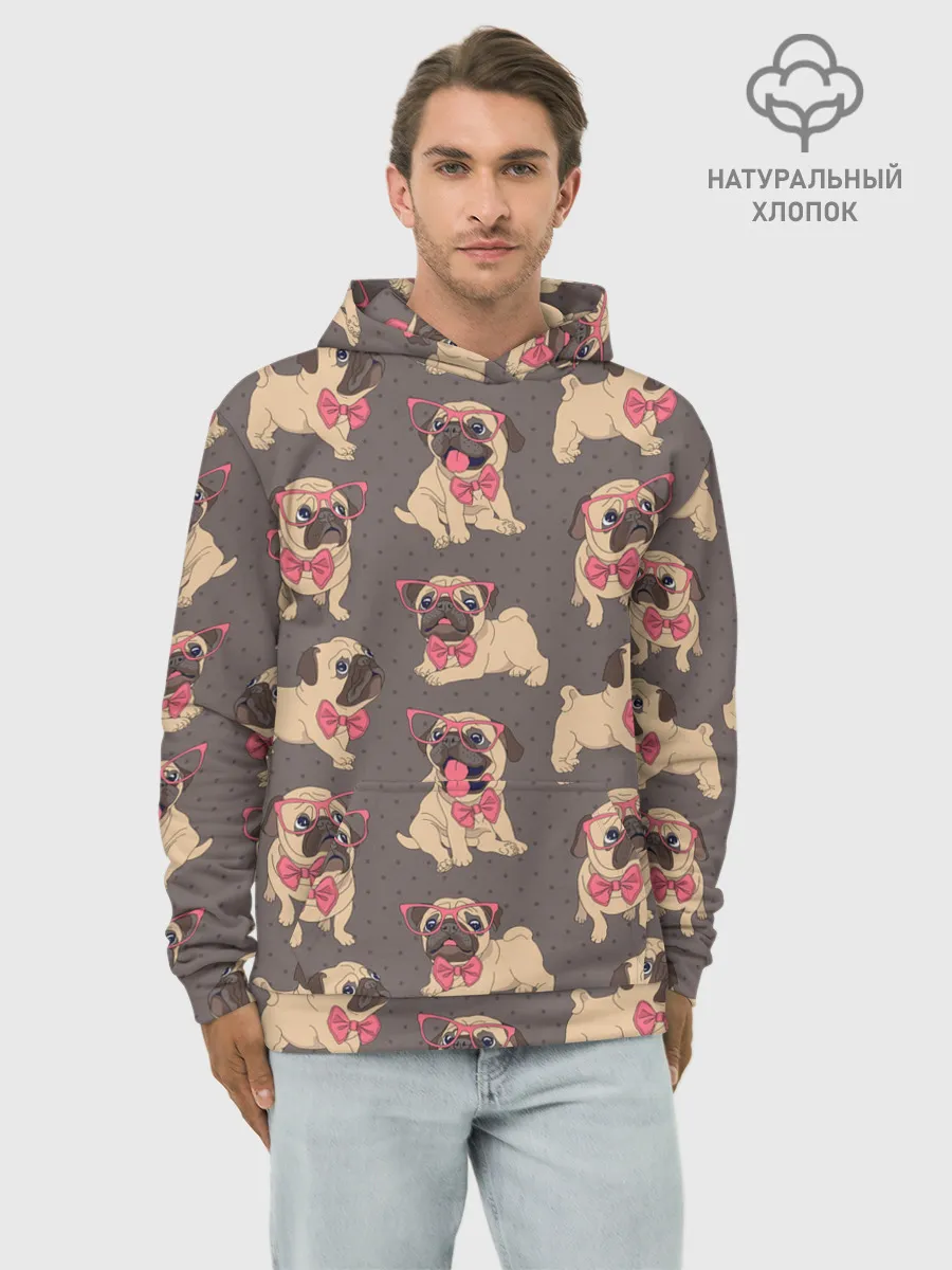 Худи мужской база хлопок / Мопсы