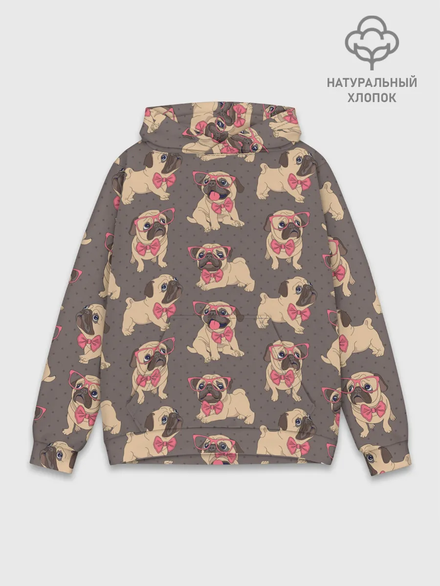 Худи мужской база хлопок / Мопсы