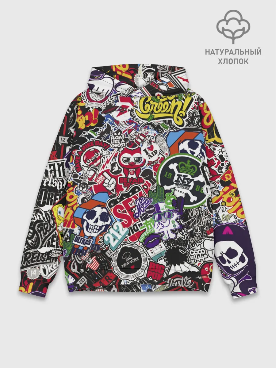 Худи мужской база хлопок / Stickerbombing New York