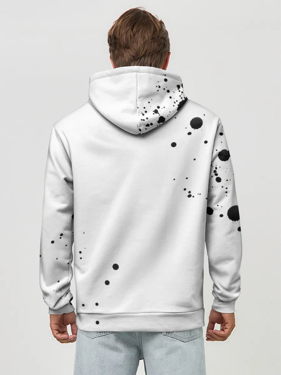 Худи мужской база хлопок / Белая эмблема Хвоста Феи