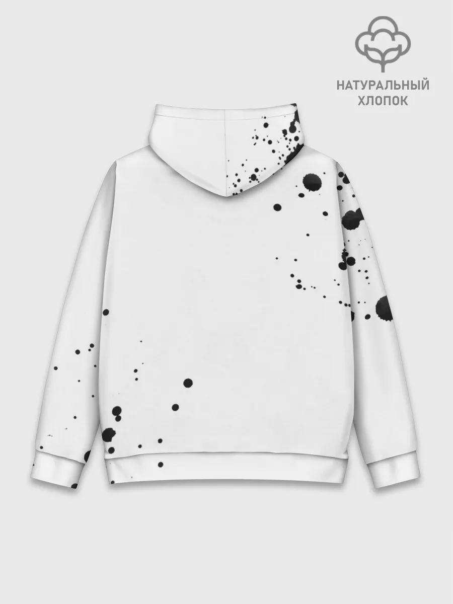 Худи мужской база хлопок / Белая эмблема Хвоста Феи