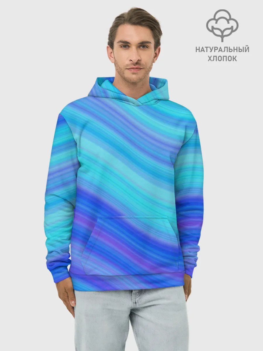 Худи мужской база хлопок / Абстракция. Влны.