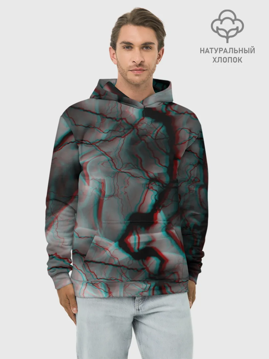 Худи мужской база хлопок / МОЛНИИ GLITCH