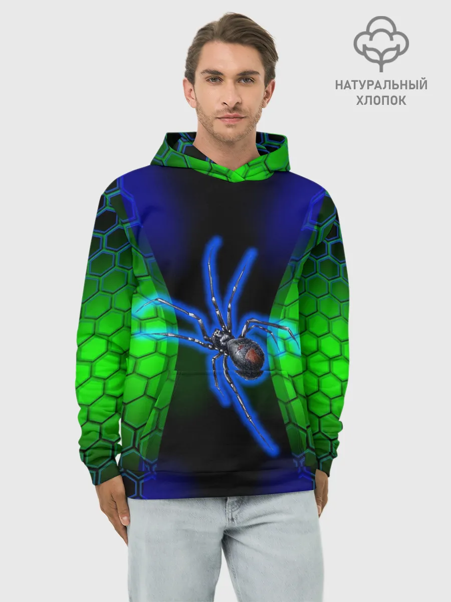 Худи мужской база хлопок / Паук на ночной охоте