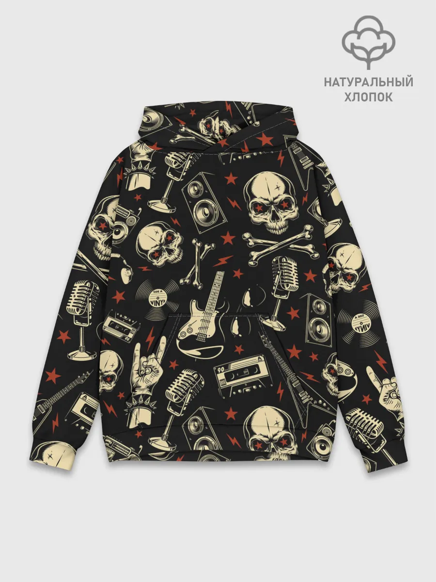 Худи мужской база хлопок / Гранж с черепами
