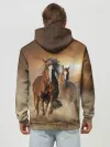 Худи мужской база хлопок / Бегущие лошади