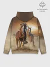 Худи мужской база хлопок / Бегущие лошади