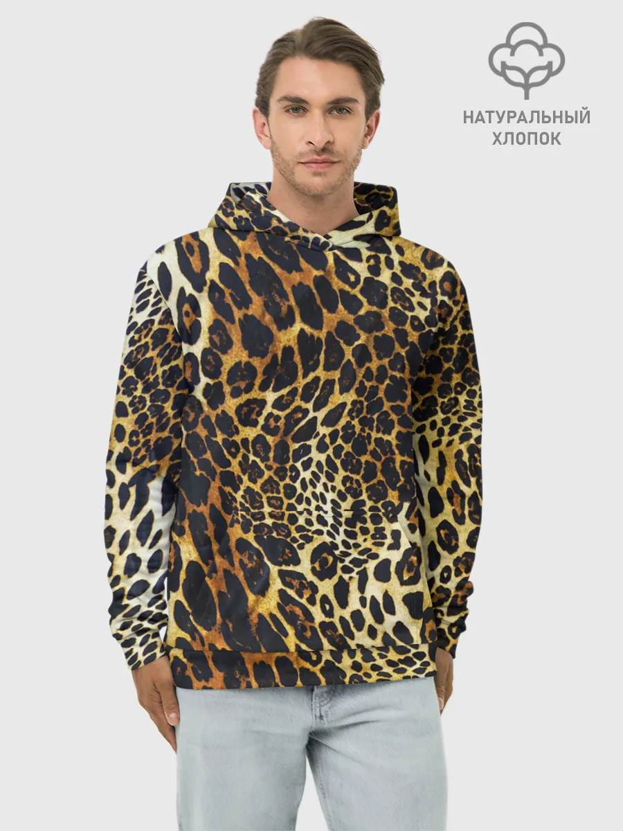 Худи мужской база хлопок / Шкура леопарда