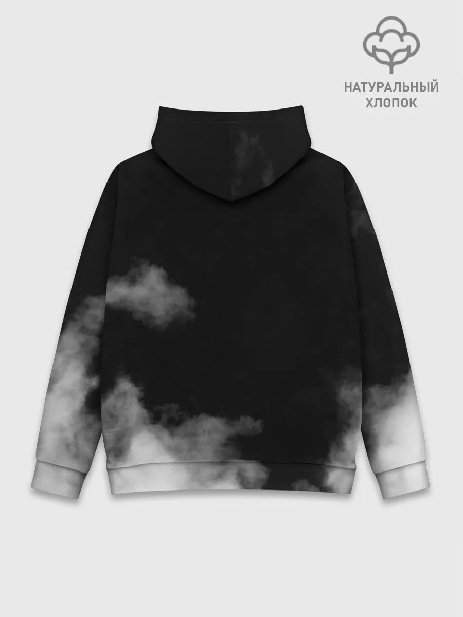 Худи мужской база хлопок / Логотип Черного Клевера в дымке