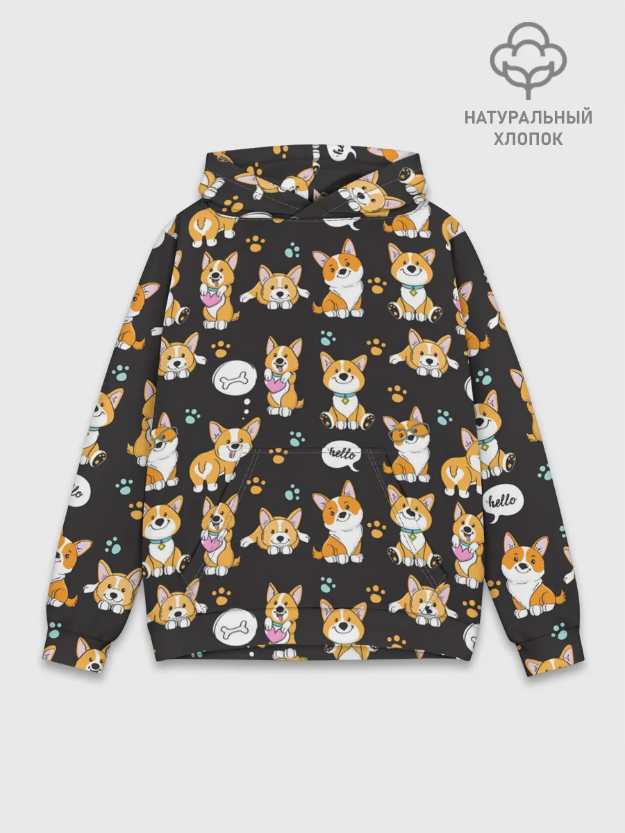 Худи мужской база хлопок / Милые пёсики